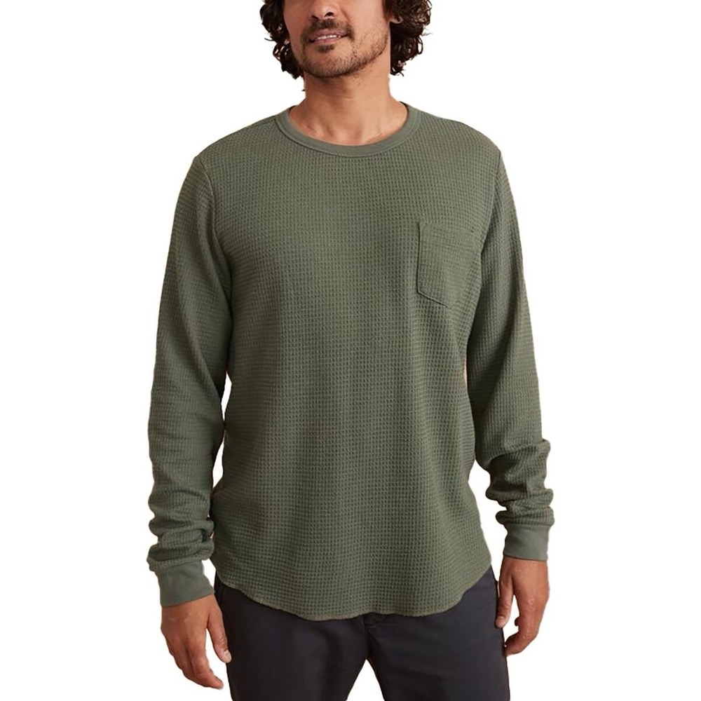 Marine Layer Box Waffle Long Sleeve Crew T-Shirt Men's XL Green